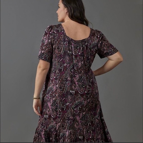 Anthropologie Maeve Lisabetta Boho Maxi Dress Size Large L Purple Paisley - Picture 4 of 8